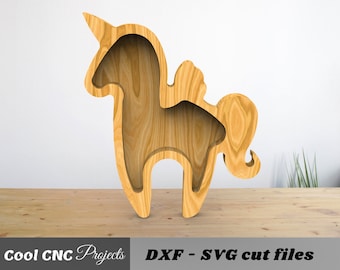 Unicorn Serving Plate CNC Files for Wood (svg, dxf, pdf)