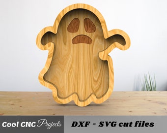 Halloween Ghost Serving Plate CNC Files For Wood CNC File CNC Router File (dwg cdr dxf svg eps pdf ai)