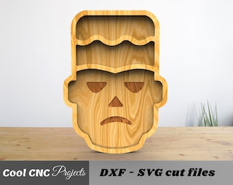 Halloween Frankenstein Serving Plate CNC Files For Wood CNC File CNC Router File (dwg cdr dxf svg eps pdf ai)