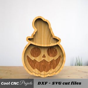 Halloween Jack O Lantern Serving Plate CNC Files For Wood CNC File CNC Router File (dwg cdr dxf svg eps pdf ai)