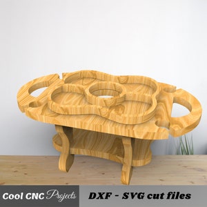 Wijnserveertafel CNC-bestanden voor hout CNC-bestand CNC-routerbestand (dwg cdr dxf svg eps pdf ai)