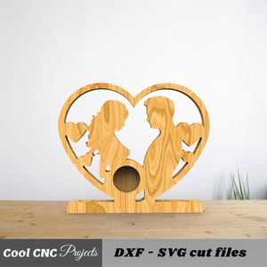 Fête des mères Baby Photo Frame CNC Fichiers pour Wood CNC File CNC Router File (dwg cdr dxf svg eps pdf ai)