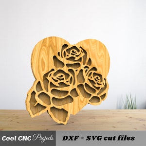 Roses Inside A Heart Romantic Gift for Valentine's Day CNC Files for ...