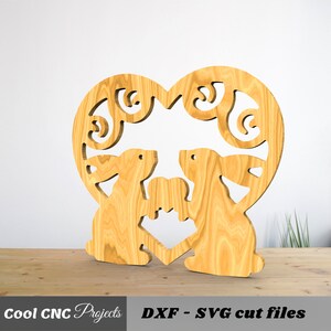 2 Rabbits With A Heart Easter Sign CNC Files for Wood CNC File CNC ...