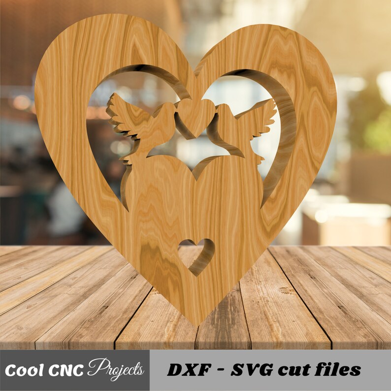 Hearts & Doves Couples Gift For Her And Gift For Him CNC Files For Wood Dxf SVG Eps Dwg Cdr AI pdf image 6