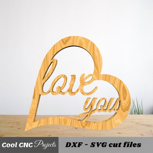 Fichier CNC Love You Heart, cadeau pour couple (svg, dxf, pdf)