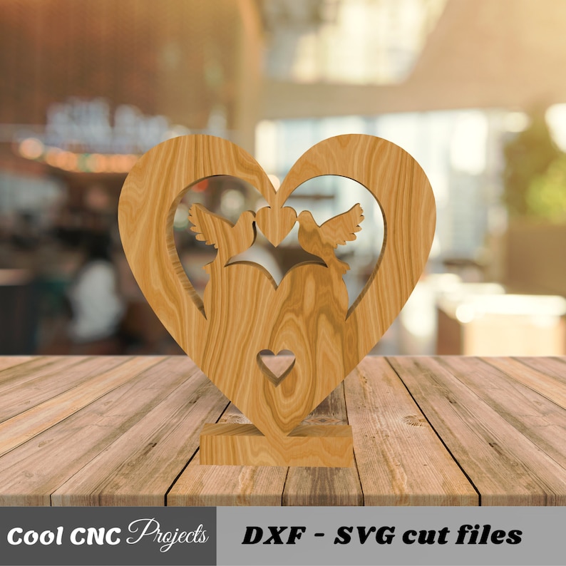 Hearts & Doves Couples Gift For Her And Gift For Him CNC Files For Wood Dxf SVG Eps Dwg Cdr AI pdf image 8