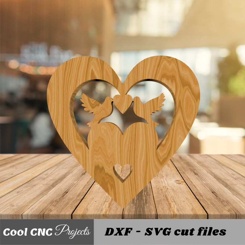 Hearts & Doves Couples Gift For Her And Gift For Him CNC Files For Wood Dxf SVG Eps Dwg Cdr AI pdf image 5