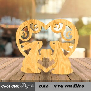 2 Rabbits With A Heart Easter Sign CNC Files for Wood CNC File CNC ...