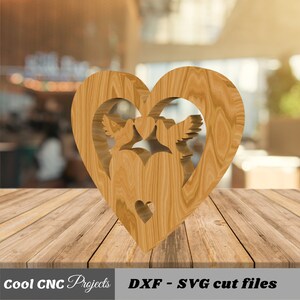 Hearts & Doves Couples Gift For Her And Gift For Him CNC Files For Wood Dxf SVG Eps Dwg Cdr AI pdf image 7