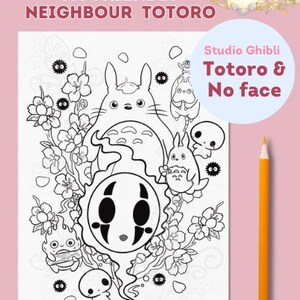 Studio Ghibli coloring page | Totoro | Relaxing Activity | Digital Download | Art Apps | Kids | Adult | Floral | Anime | Spirited Away PNG