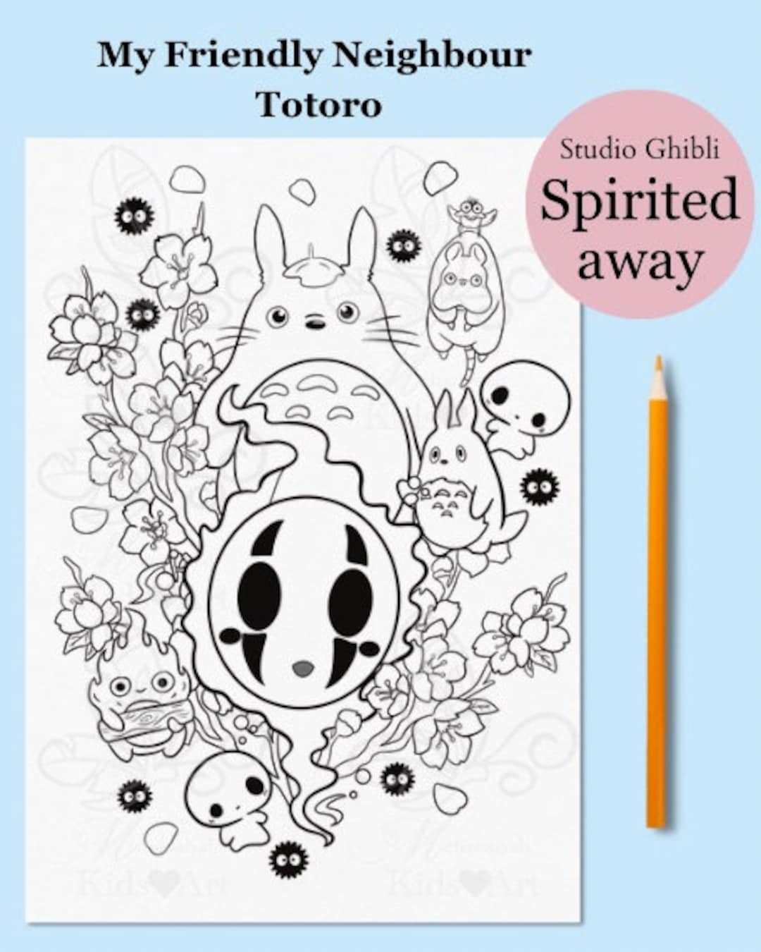 Studio Ghibli Coloring Page Totoro Relaxing Activity Digital Download