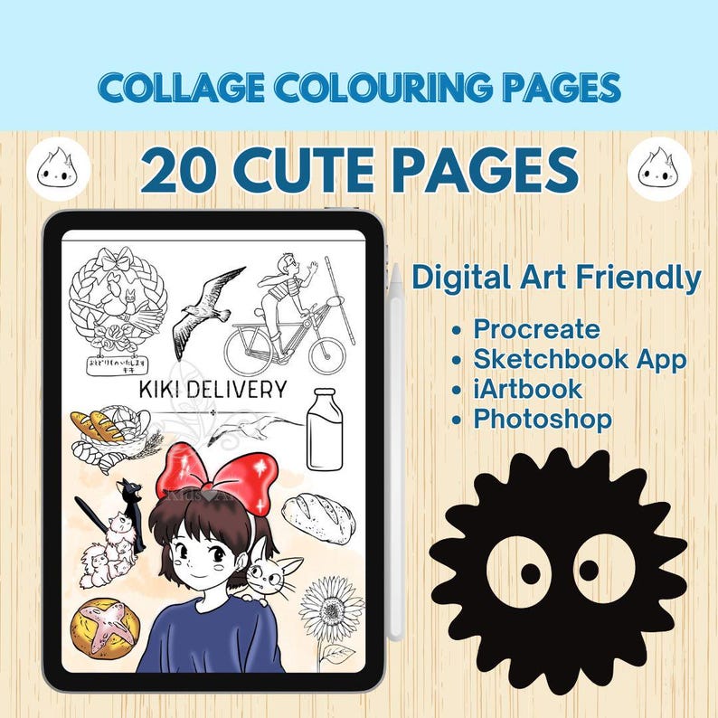 20 pagine da colorare anime nostalgiche: arte fantasy giapponese kawaii (stampabile) immagine 3