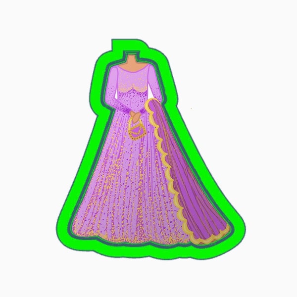 Bridal Lehenga Lehnga Wedding Dress Cookie Cutter