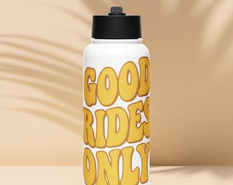 Good Rides Only Water Bottle – 32 oz Stainless Steel Dirtbike Tumbler with Straw Lid | MX Biker Girl Gift | Off-Road Vibes Hydration Bottle