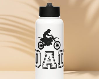 Dad's Dirtbike Water Bottle – 32 oz Stainless Steel Motocross Gift