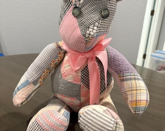 Checker Bear: Handmade Quilted Patchwork Bear from Vintage Quilt