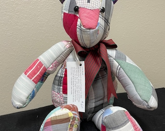 Vintage Quilt Teddy Bear: Upcycled Stuffed Bear (18 inch)