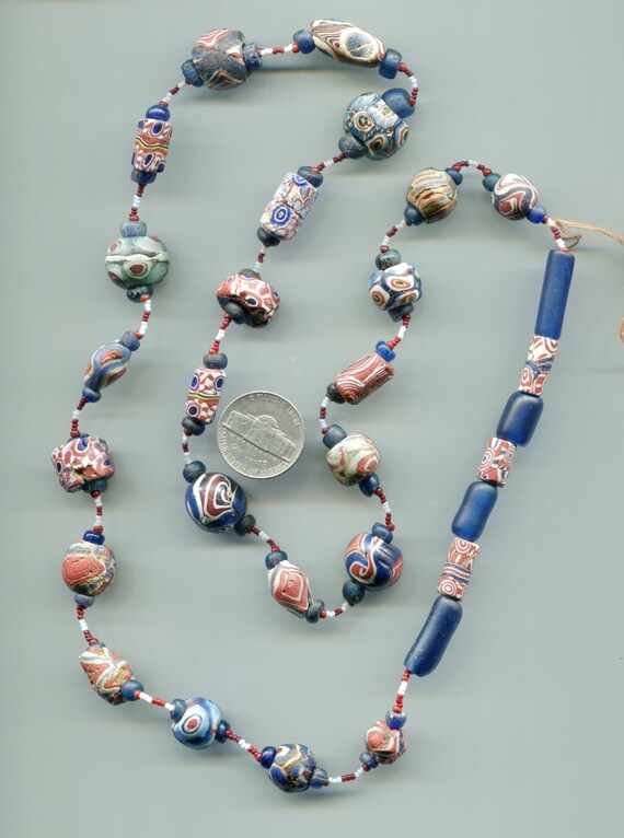 Ancient Islamic beads　necklace Rare Ancient Old Islamic Mosaic Glass Strand Beads Necklace