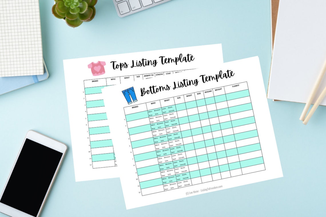 Printable Listing Templates for Resellers Sellers on Ebay, Poshmark ...