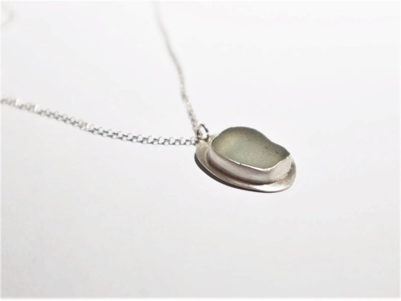 Seafoam necklace Seaglass pendant Gift for her 925 Sterling Silver pendant Beach Stone necklace Seaglass necklace Women Jewelry
