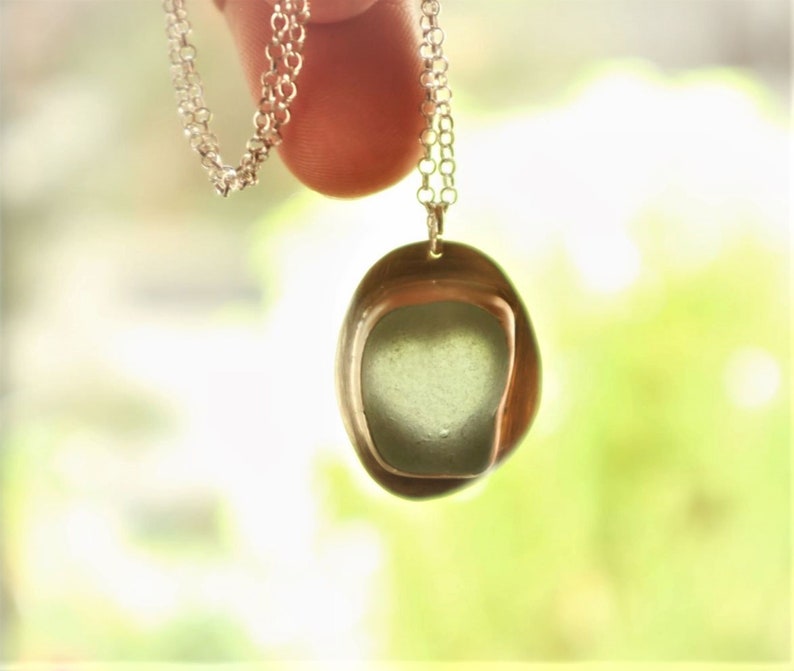 Seafoam necklace Seaglass pendant Gift for her 925 Sterling Silver pendant Beach Stone necklace Seaglass necklace Women Jewelry