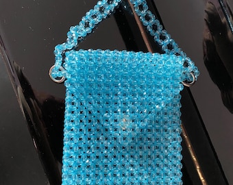 Crystal bead bag,Crossbody Bag ,Mothers day gift,Aqua Bead bag,Handmade bead bag,Gift for Her,Luxury bead bag,Elegant mini bag,Shoulder Bag