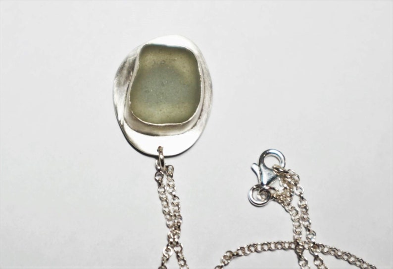 Seafoam necklace Seaglass pendant Gift for her 925 Sterling Silver pendant Beach Stone necklace Seaglass necklace Women Jewelry