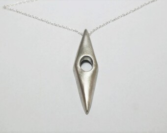 925 silver necklace,925 silver pendant,Women Jewlry,Women necklace,Rhombus shaped pendant,Negative space,Pickaxe shaped pendant,Gift for her
