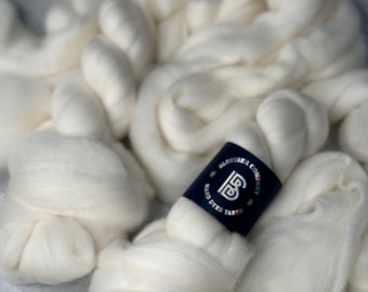 Merino 19.5 Micron Roving 100g - Undyed - Ecru - Natural