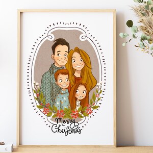 Custom Family Portrait from Photo – Personalized Cartoon Illustration, Digital Family Drawing, Unique Gift for Parents or Couples