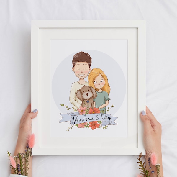 Custom portrait from photo, Custom family portrait, Custom cartoon portrait, Instant download family portrait, Digital cartoon portrait