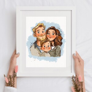 Custom portrait from photo, Custom family portrait, Custom cartoon portrait, Instant download family portrait, Digital cartoon portrait