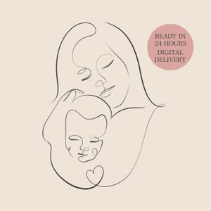 Custom portrait from photo, Custom family portrait, Custom line art portrait, Instant download family portrait, custom tattoo portrait