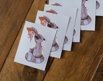 Original Art Pizza Racoon Sticker -Colección Animal- -*por Bluebell Pixies*-