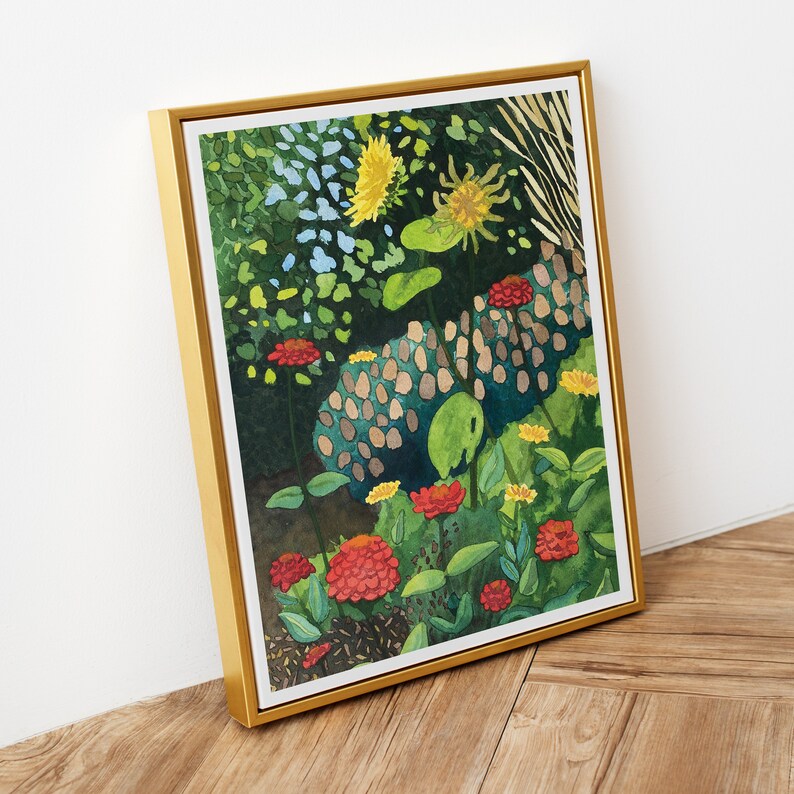 Abstract Garden Flowers, Watercolor Wall Art, Contemporary Floral Print