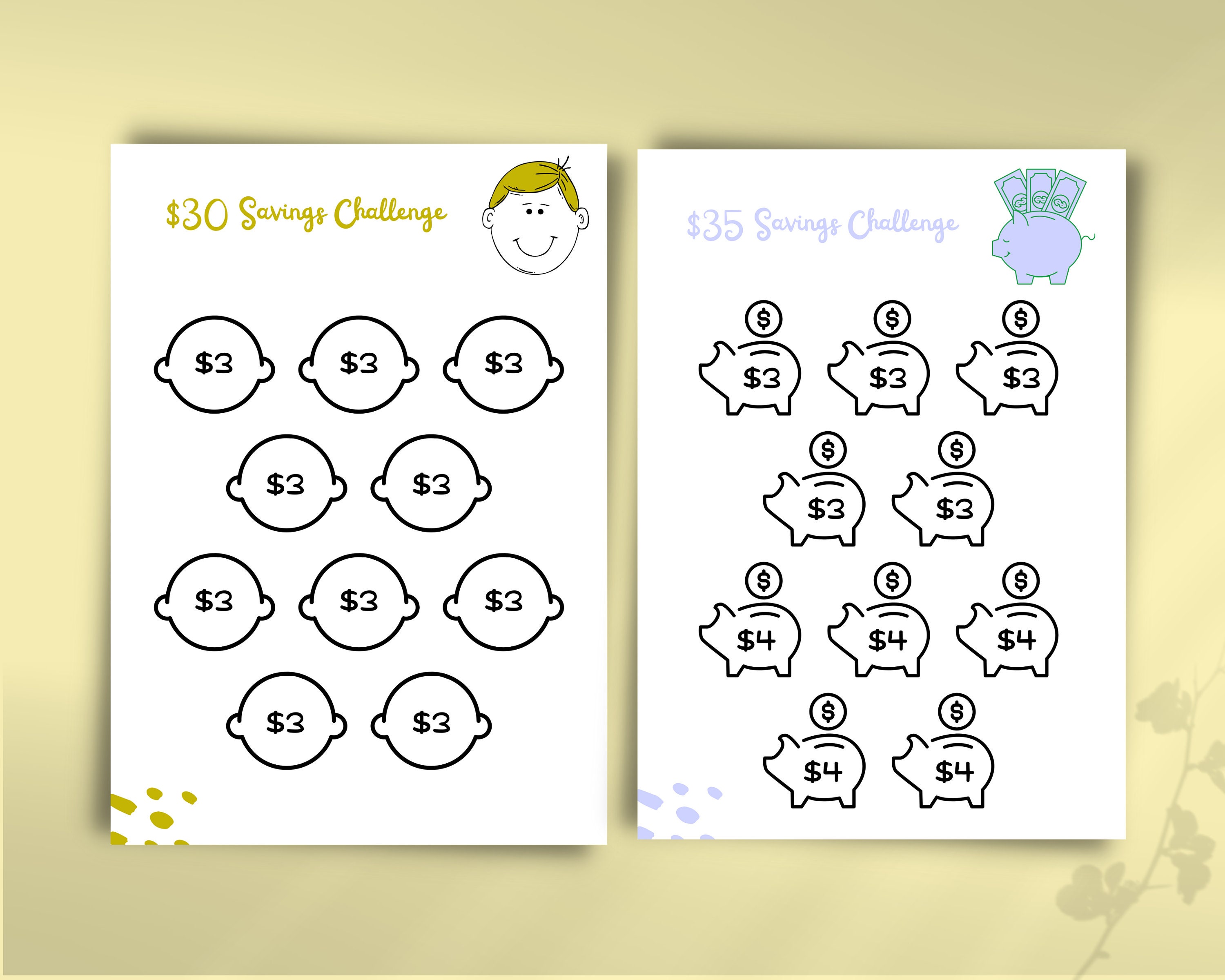 Kids Savings Challenge Printable for Kids | A6 Mini Savings Challenge ...