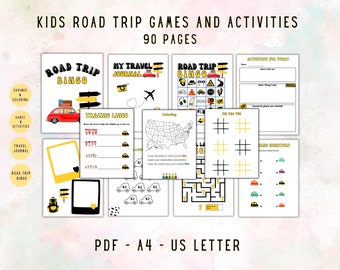 Kids Road Trip Games and Activities, Printable Travel Games, Family Road Trip games, kids savings, kids travel journal, Download Bingo