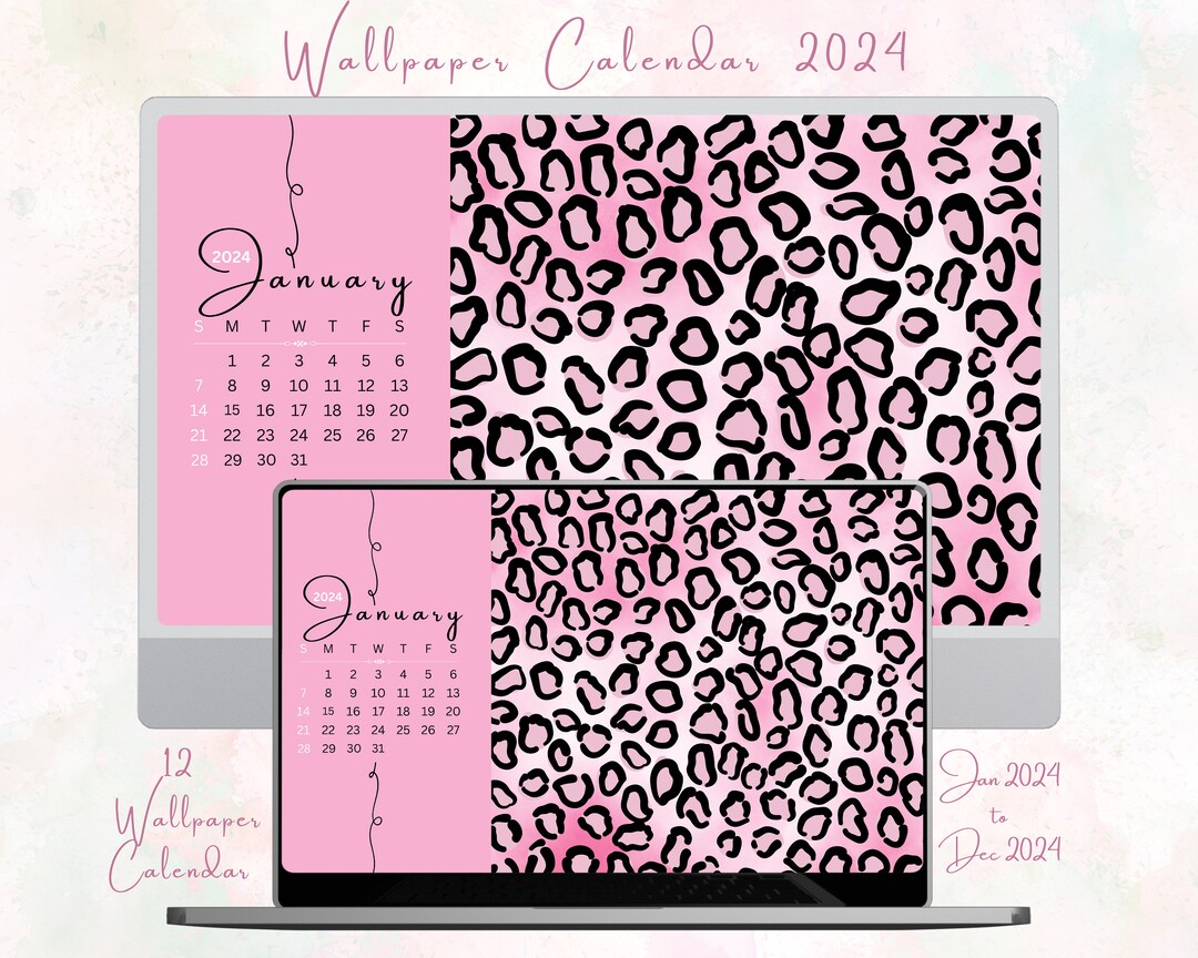 2024 Calendar Leopard Background Desktop Wallpaper Organizer Etsy
