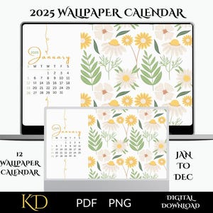 2025 Wallpaper Organizer | Floral Patterned Desktop | Desktop Calendar Wallpaper | 2025 Calendar Wallpaper | 2025 Desktop Calendar organizer