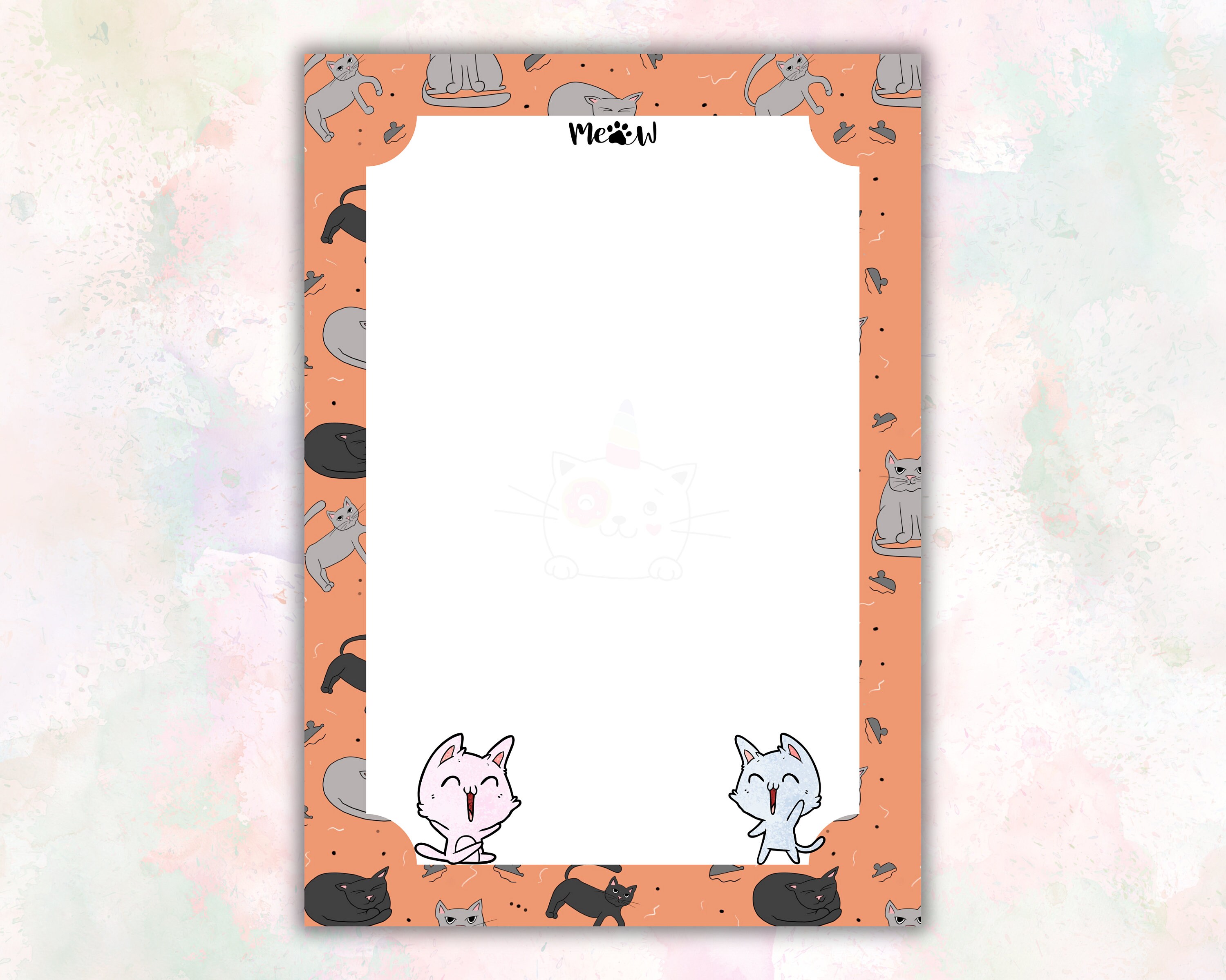 Cat Lover Lined Paper, Cute Cat Printable Stationery, Lined Paper Cat ...