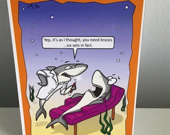 Shark Dentist Card / Funny Cards / Birthday Card / Animal - Etsy Shark Dentist Card / Funny Cards / Birthday Card / Animal - Etsy