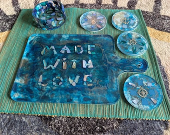 Resin Charcuterie Board and Coasters Set