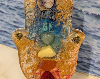 Hamsa Chakra Resin Art - Double Sided