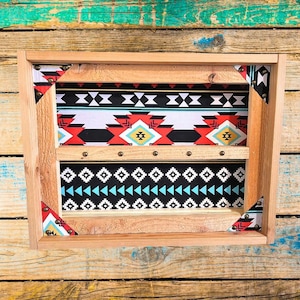 Belt Buckle Display Case - Southwest Design Background