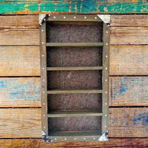 Belt Buckle Display Case with Tooled Faux Leather Background