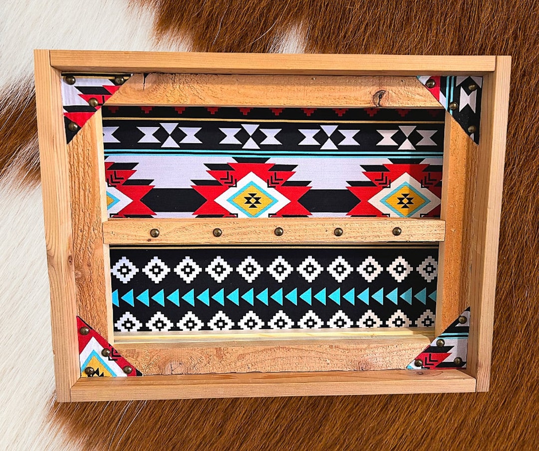 Western Belt Buckle Display Case Southwest Design Background Etsy