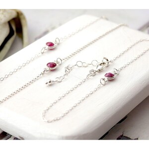 Ruby Gemstone Bracelet, Sterling Silver, Natural Birthstone, Custom Jewelry Gift