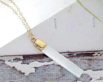 Selenite Pendant, Selenite Crystal Necklace, Raw Selenite Necklace, Selenite Choker, Jewelry, Gold, Gift