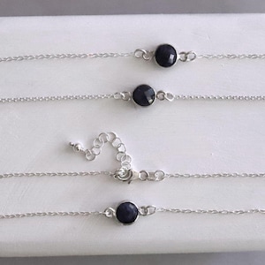 Sapphire Custom Anklet, Natural Gemstone, Sterling Silver, Adjustable Jewelry